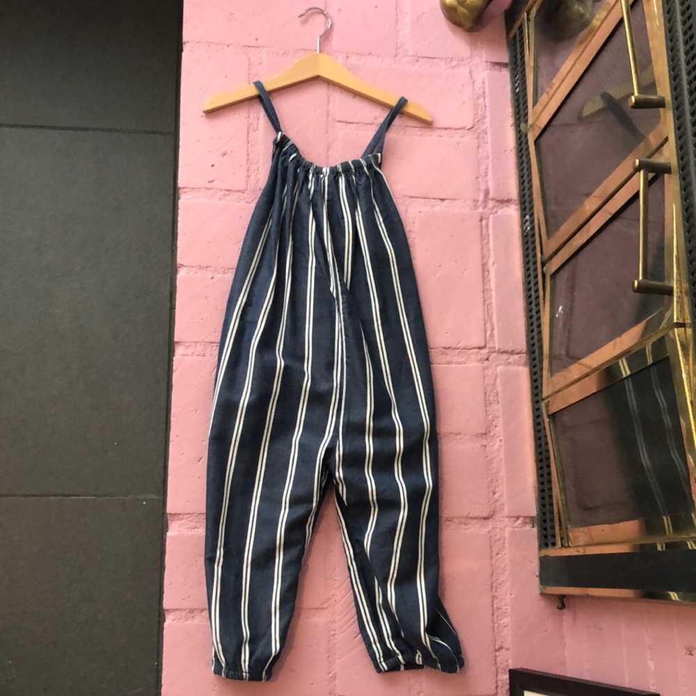 Kid’s Striped Chambray Jumpsuit NWOT